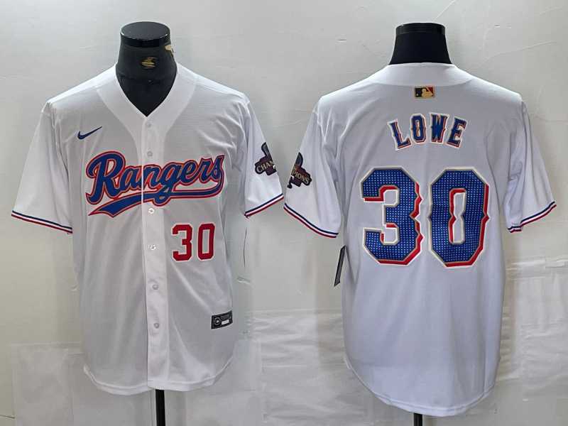 Men%27s Texas Rangers #30 Nathaniel Lowe Number White 2024 Gold Collection Limited Cool Base Jerseys